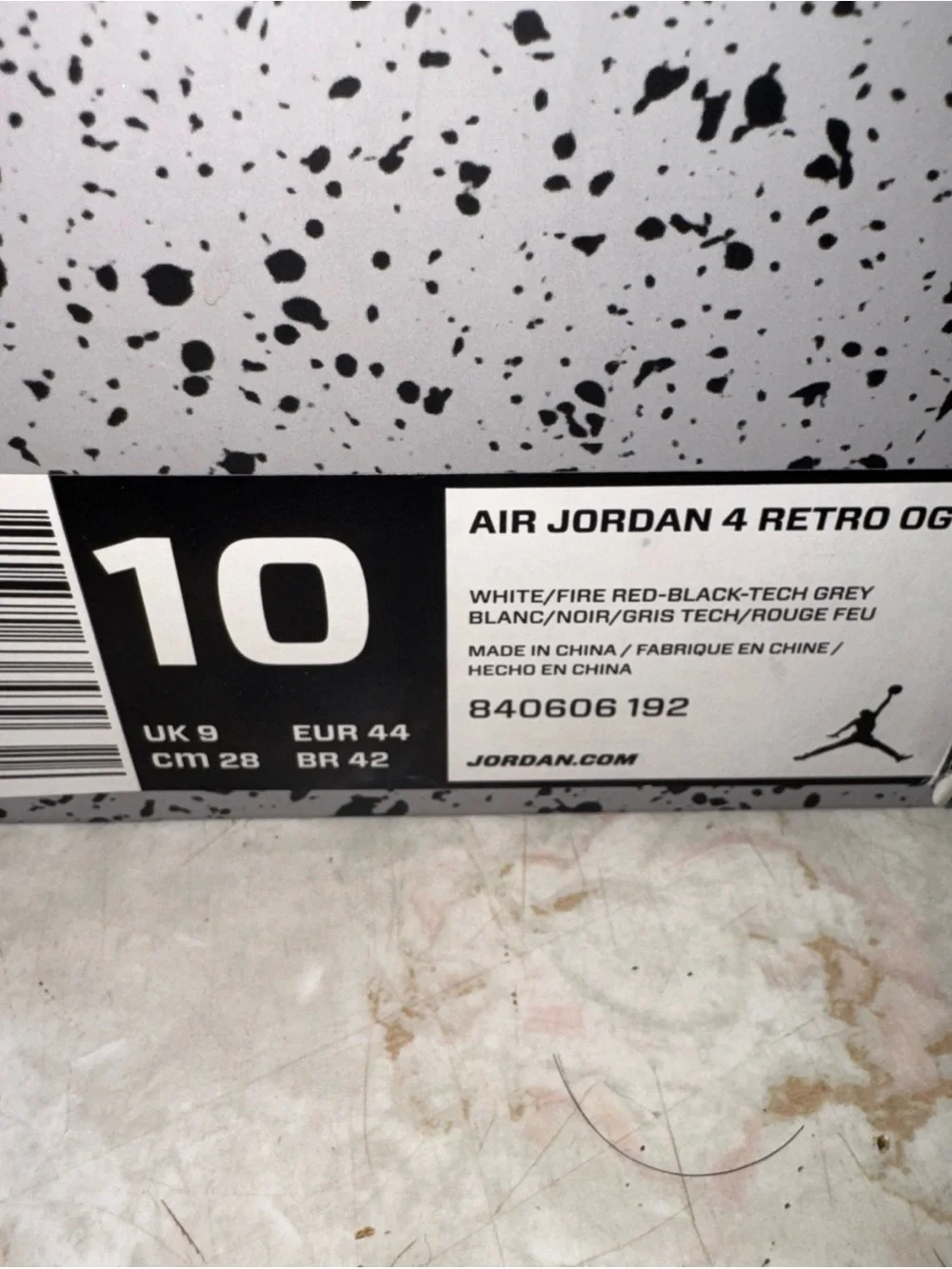 VNDS NEW IN BOX Air Size 10 Jordan 4 Retro OG White Cement Grey 2016